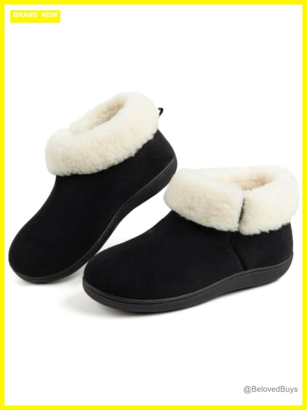 Faux Suede Bootie Slippers with Memory Foam Sherpa Lining Non-Slip Indoor